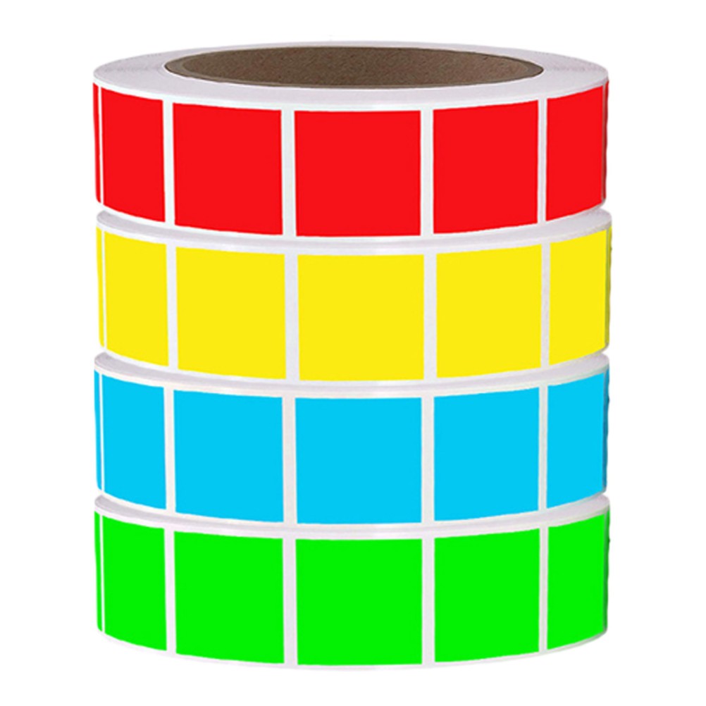 4 Rolls Adhesive Color Coding Labels: 1 X 1 Inch Removable Colored Labels