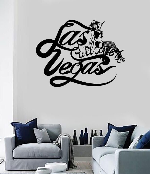 Vinyl Wall Decal Casino Design Gambling Poker Welcome Las Vegas (n1661)