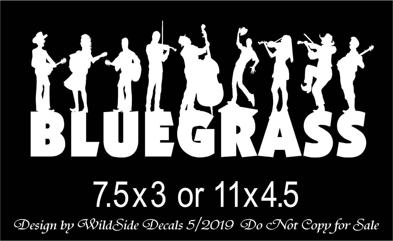 Bluegrass Music Decal Musicians Vinyl Car Truck Sticker Two Sizes to Choose