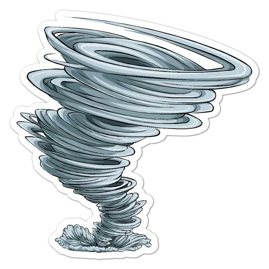 Tornado Twister, Vinyl Decal Sticker, Indoor Outdoor, 3 Sizes, #8113