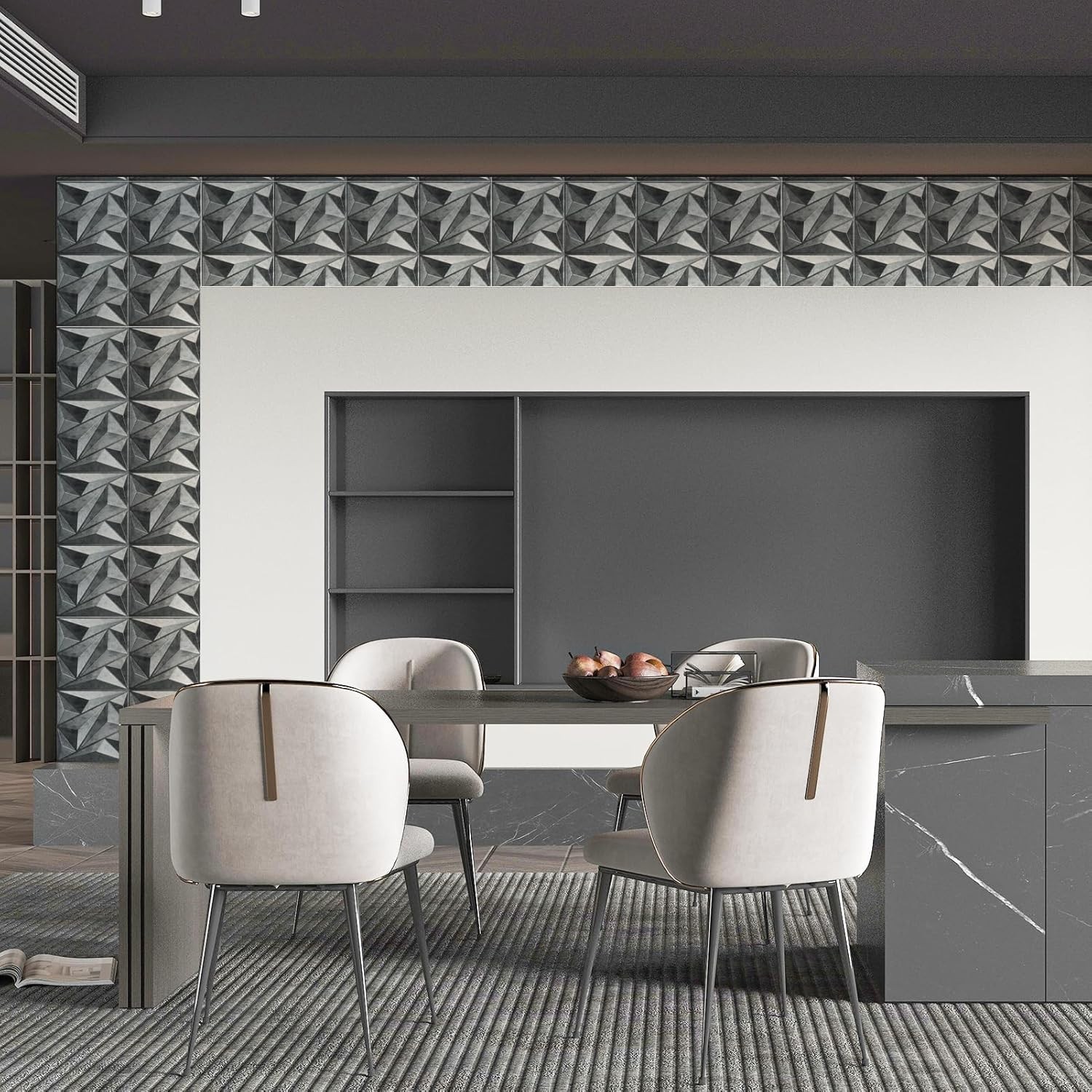 PVC 3D Textured Wall Panels – 33 Pack, Cover 32 Sq.Ft. Patina Bronze