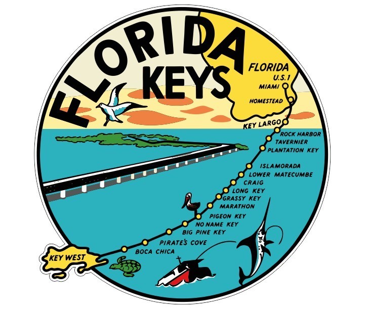 Florida Keys Vintage Style Sticker Decal R8527