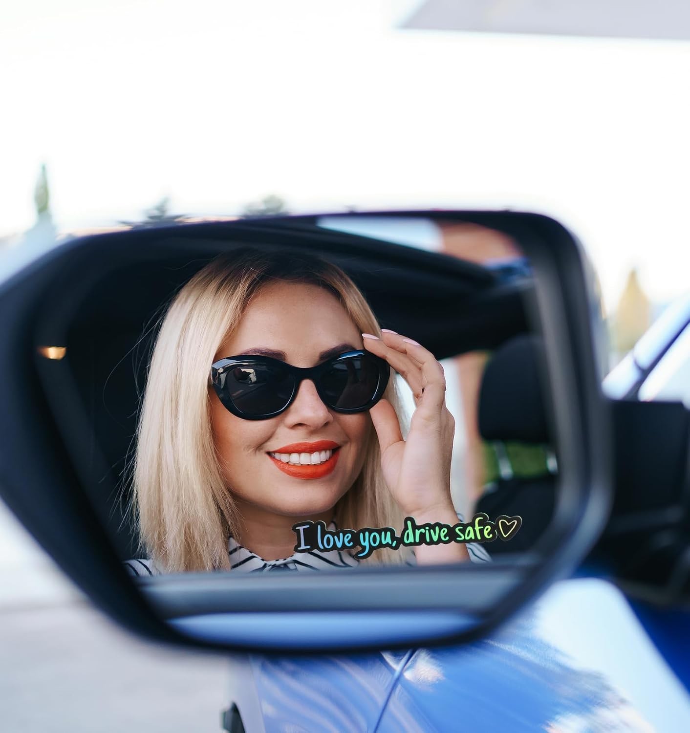 10PCS I Love You Drive Safe Car Mirror Stickers – Waterproof & Reusable