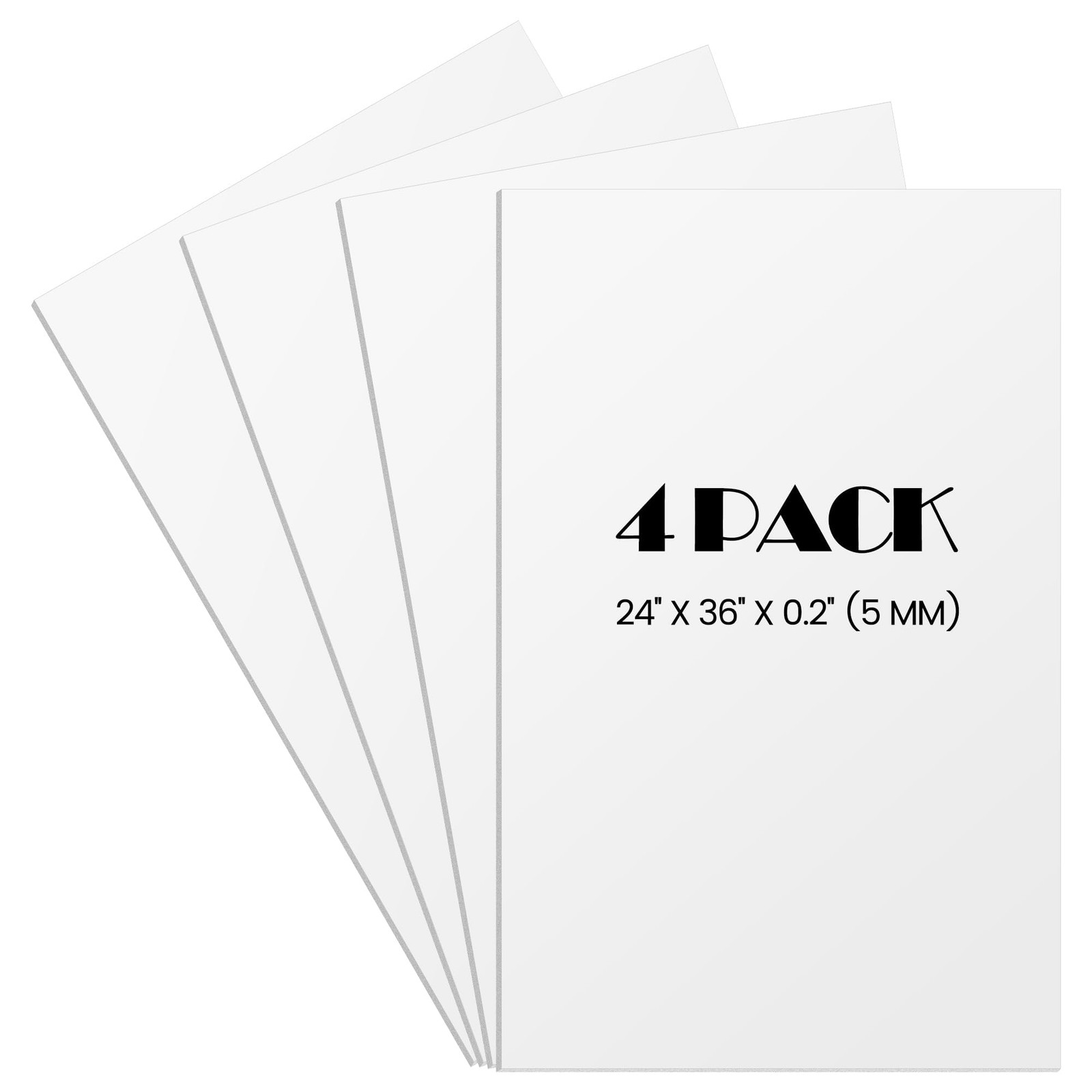 Elcoho 4 Pack White Foam Board, 24 x 36 Inch Acid-Free 24 x 36 Inch, white