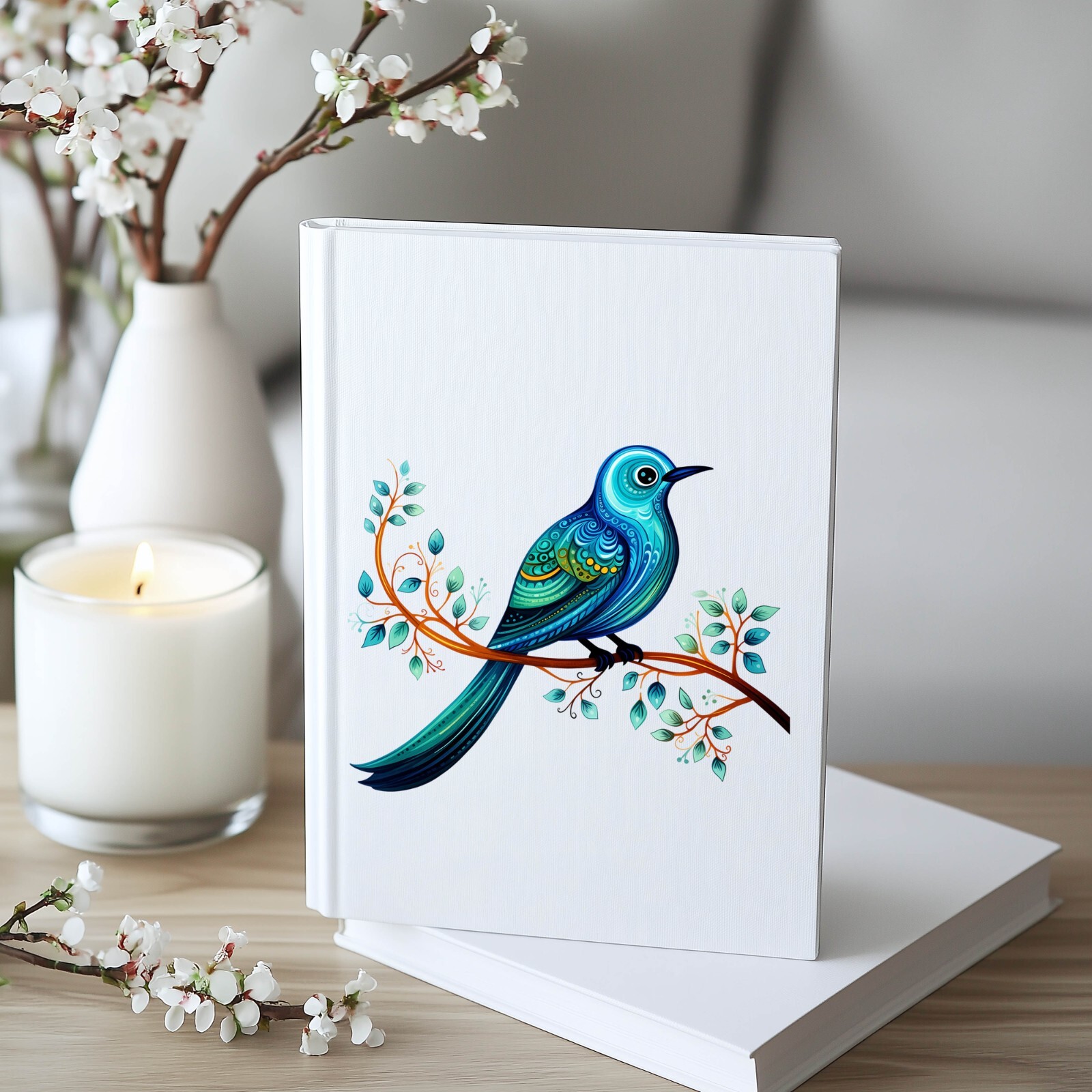 Blue Doodle Bird UV DTF Transparent Sticker / Decal