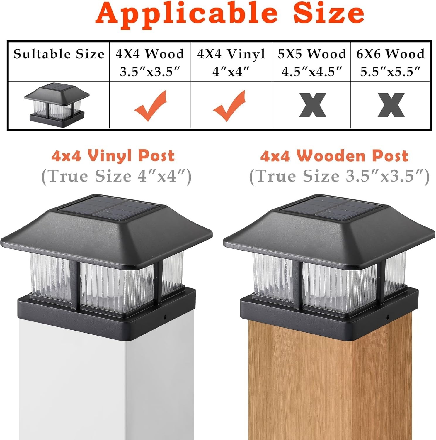 Solar Flame Post Cap Lights Outdoor, Solar Powered Fence Post Light, Flickering