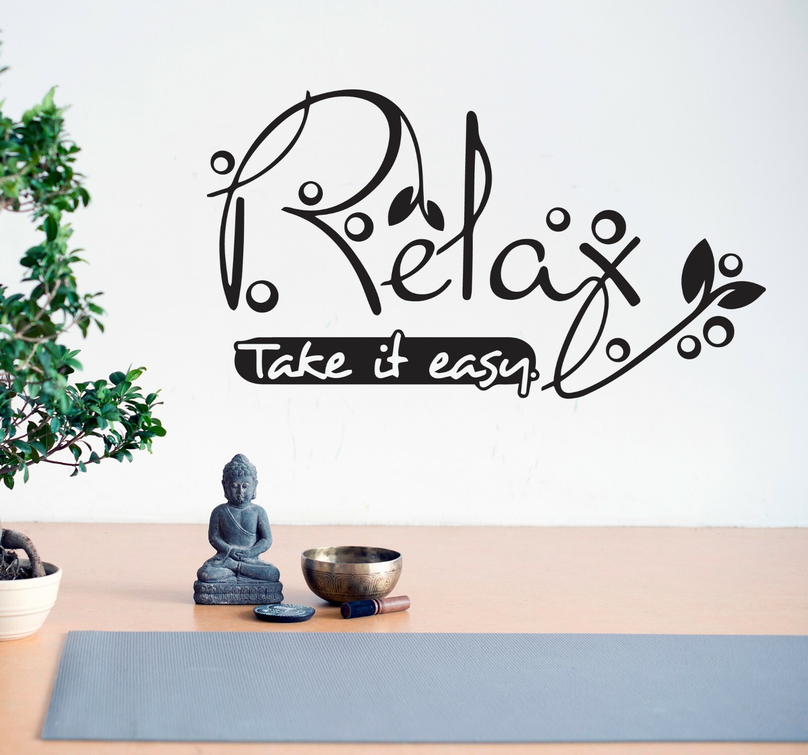 Wall Decal Relax Take It Easy Phrase Interior Vinyl Decor Black gz554