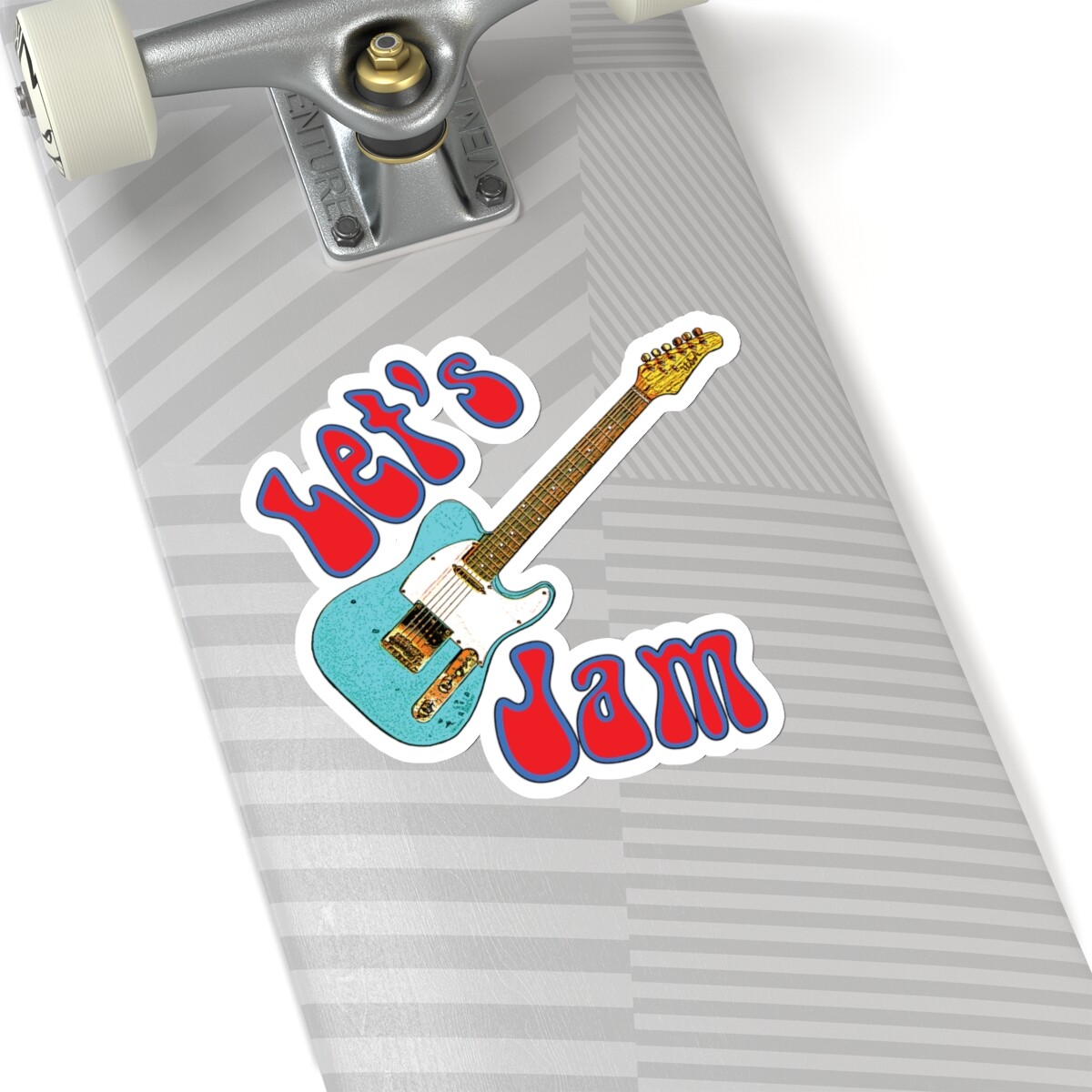 Electric Guitar LET'S JAM Sticker Decal for Musicians, Laptop, Amplifier, Cases