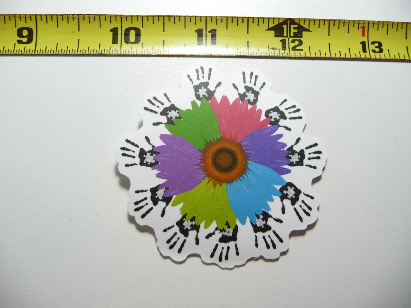 AUTISM SUPPORT SMALL STICKER DECAL FLOWER HANDS BORDER AWARENESS FUNNY