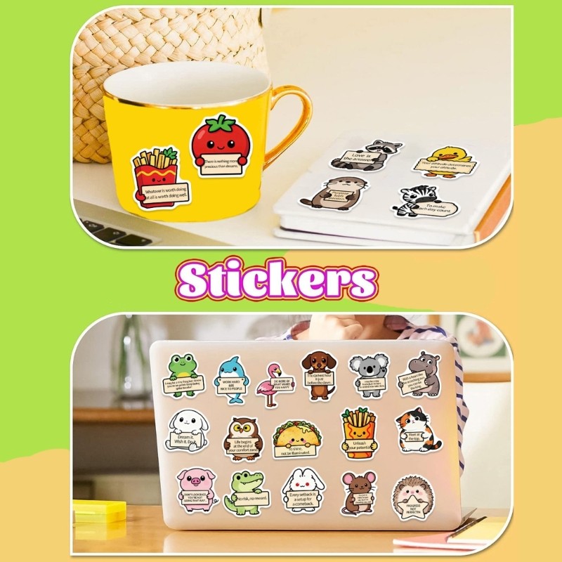 100Pcs None Animal Face Decals PVC Scratch Proof Laptop Skin Stickers