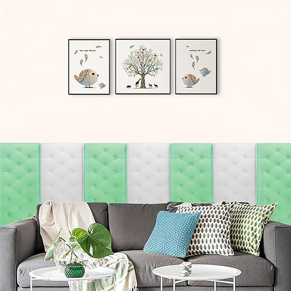 10x 3D Foam Panels Leather Style Wall Sticker Tile Self-adhesive Wallpaper Decor