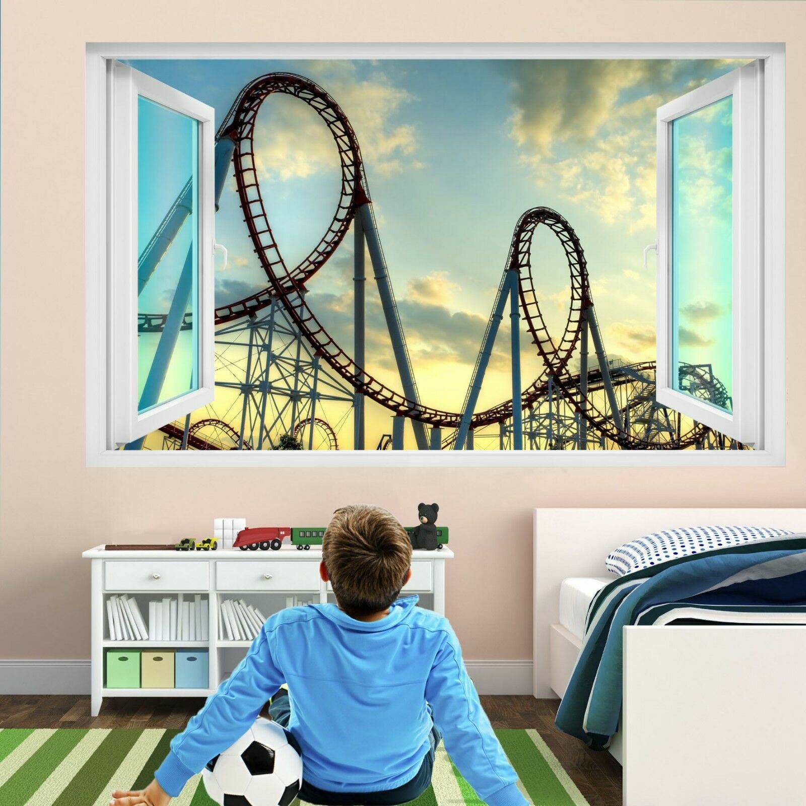 Roller Coaster Ride 3D Wall Art Sticker Mural Poster Kids Room Home Decor FM14