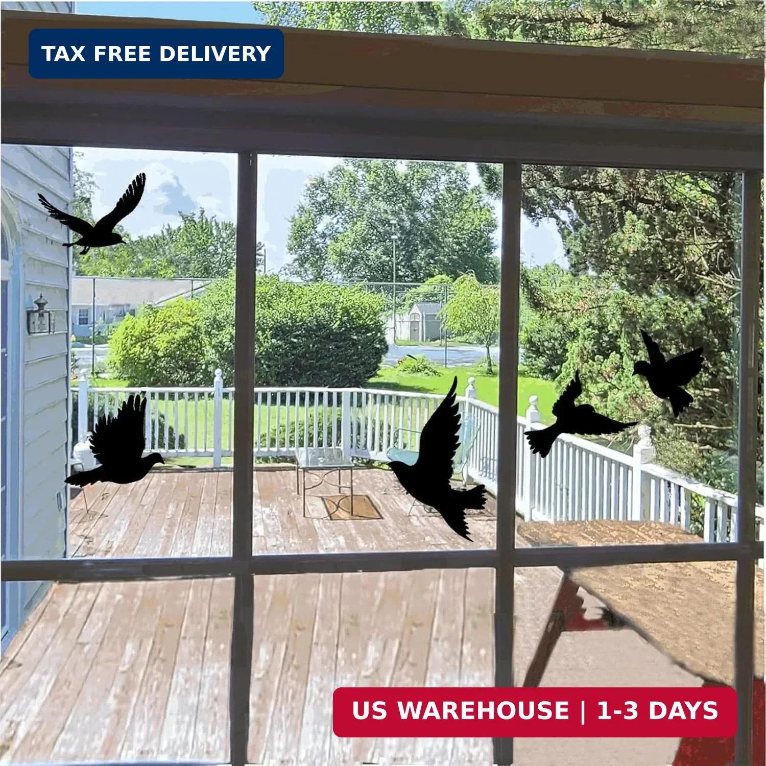 Anti-Collision Large Black Bird Shape Window Clings – Prevent Bird Strikes Save