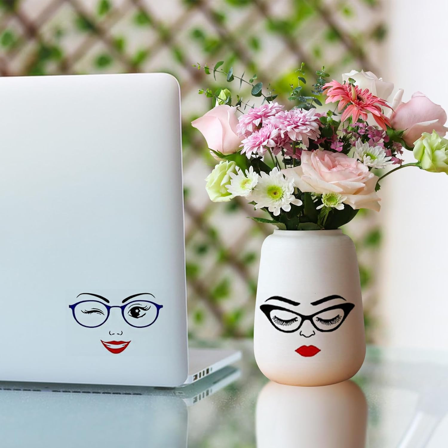 6 PCS Face Stickers for Women Featuring Lips Eyes Eyebrows Nose Mouth for DIY Cr