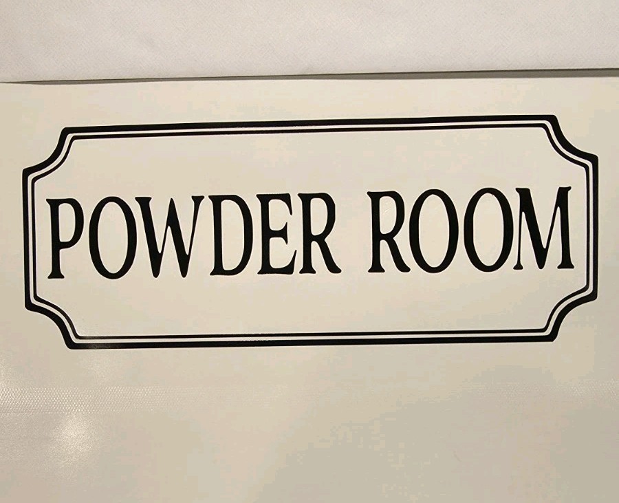 Powder Room Sticker, Vinyl Decal Bathroom Sticker Makeup, Door Sticker