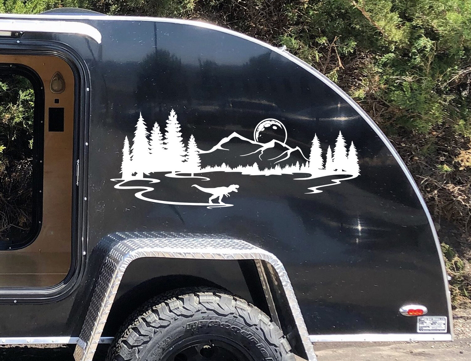 T-Rex Moon Stars Scene Vinyl Decal V2 | Dinosaur Tyrannosaurus Rex RV | Sticker
