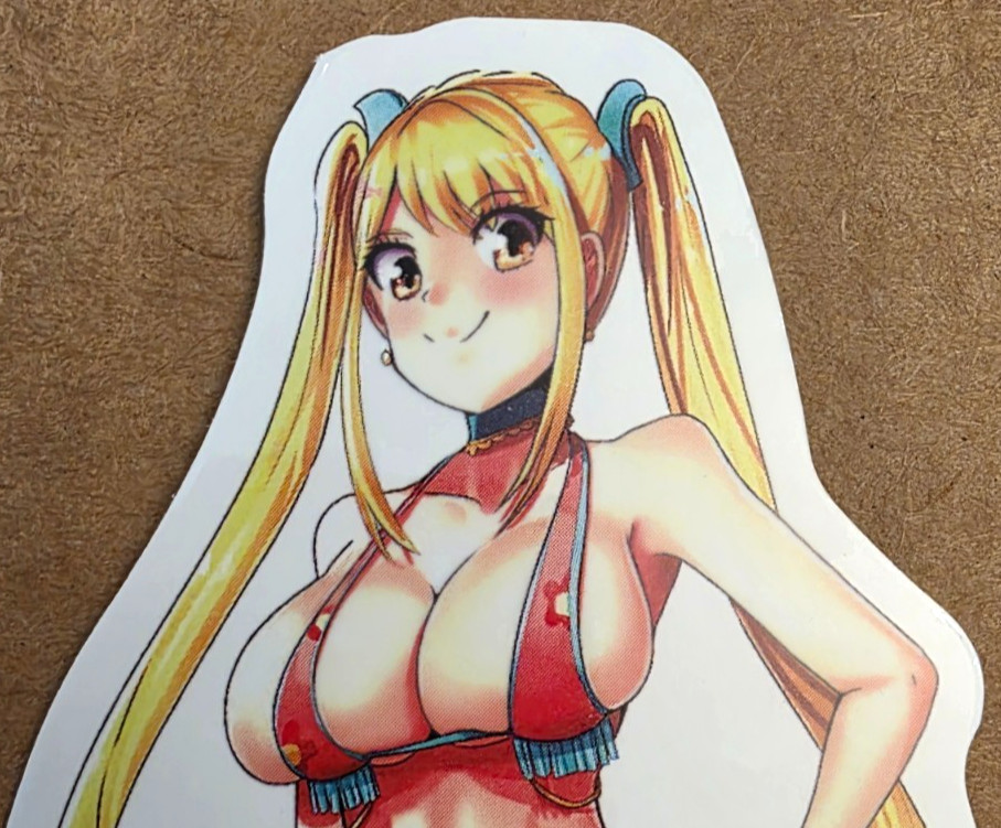 Waifu Sticker Girl Idol Queen Bikini Princess Beach Red Anime Manga Pin Up Pinup