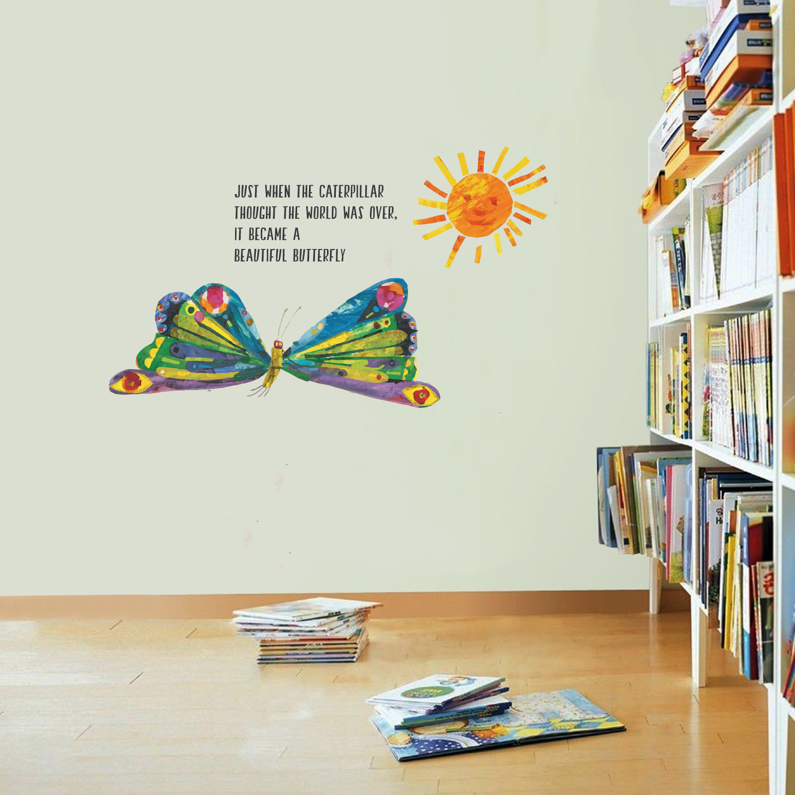 Kids Bedroom The Very Hungry Caterpillar Butterfly Design Vinyl Wall Decal 13×20