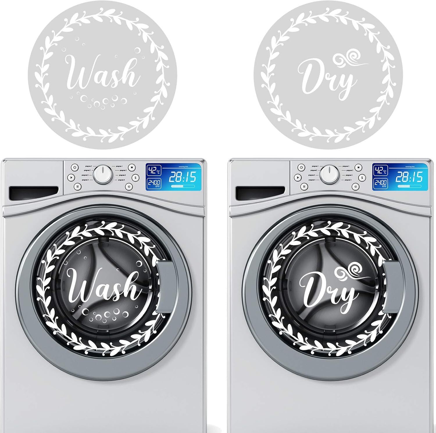 4 Pieces Wash and Dry Decal Sticker Quote Wash Dry Vinyl Laundry Stickers Washin