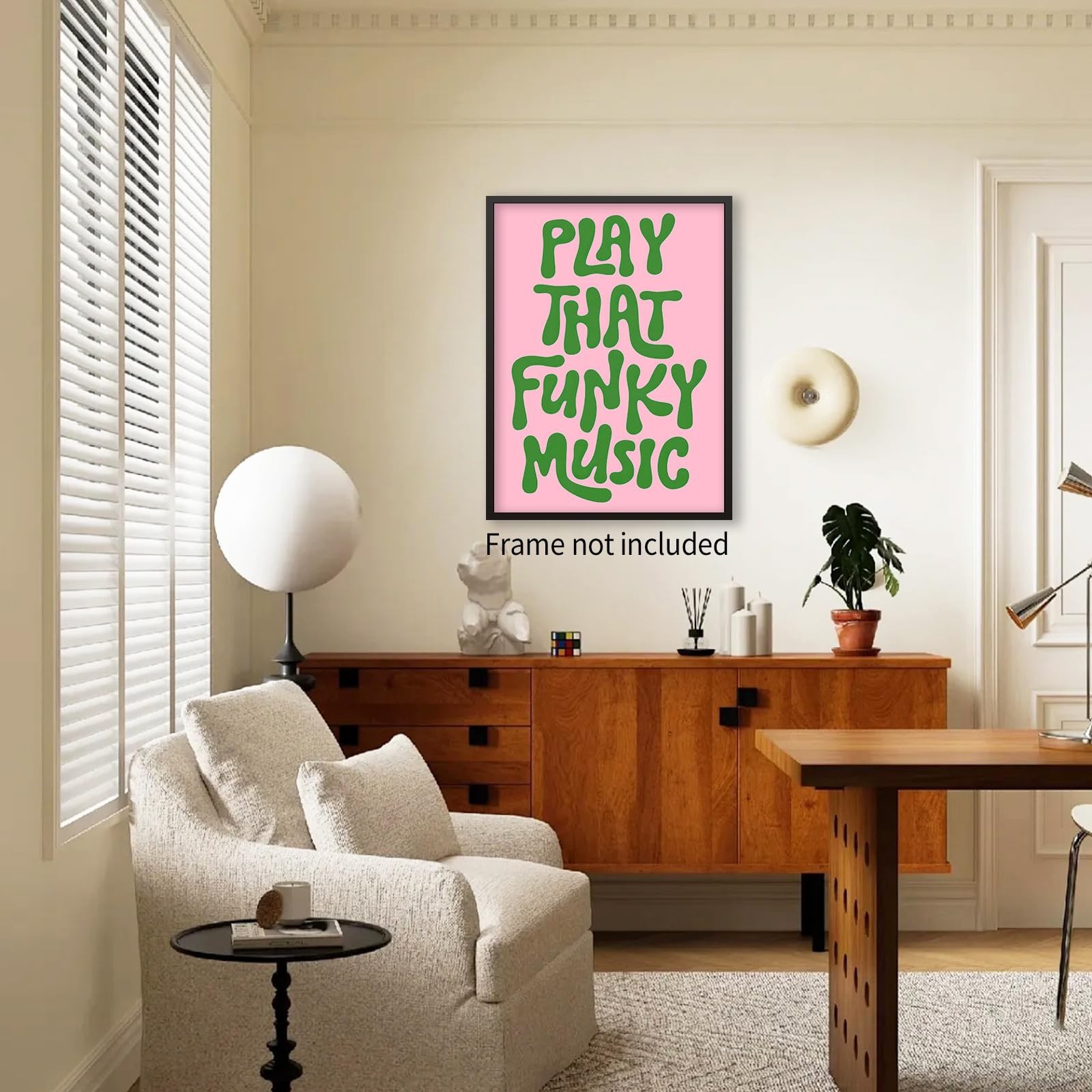 OMANI 70's Play That Funky Music Wall Art Pink and Green Popular Song Posters…