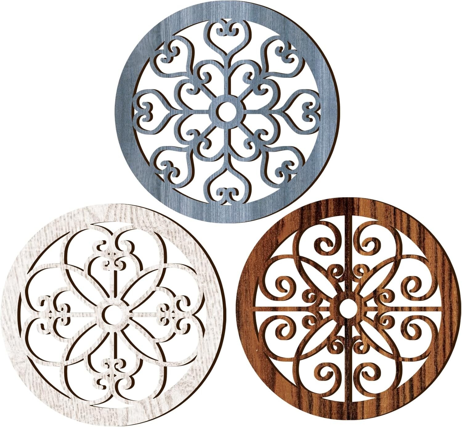 Set of 3 Rustic Wood Wall Decor for Living Room & Bedroom – Vintage Style