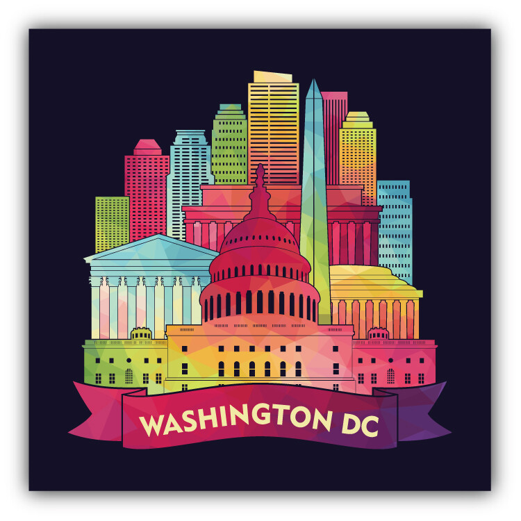 Washington City View USA Label Car Bumper Sticker Decal