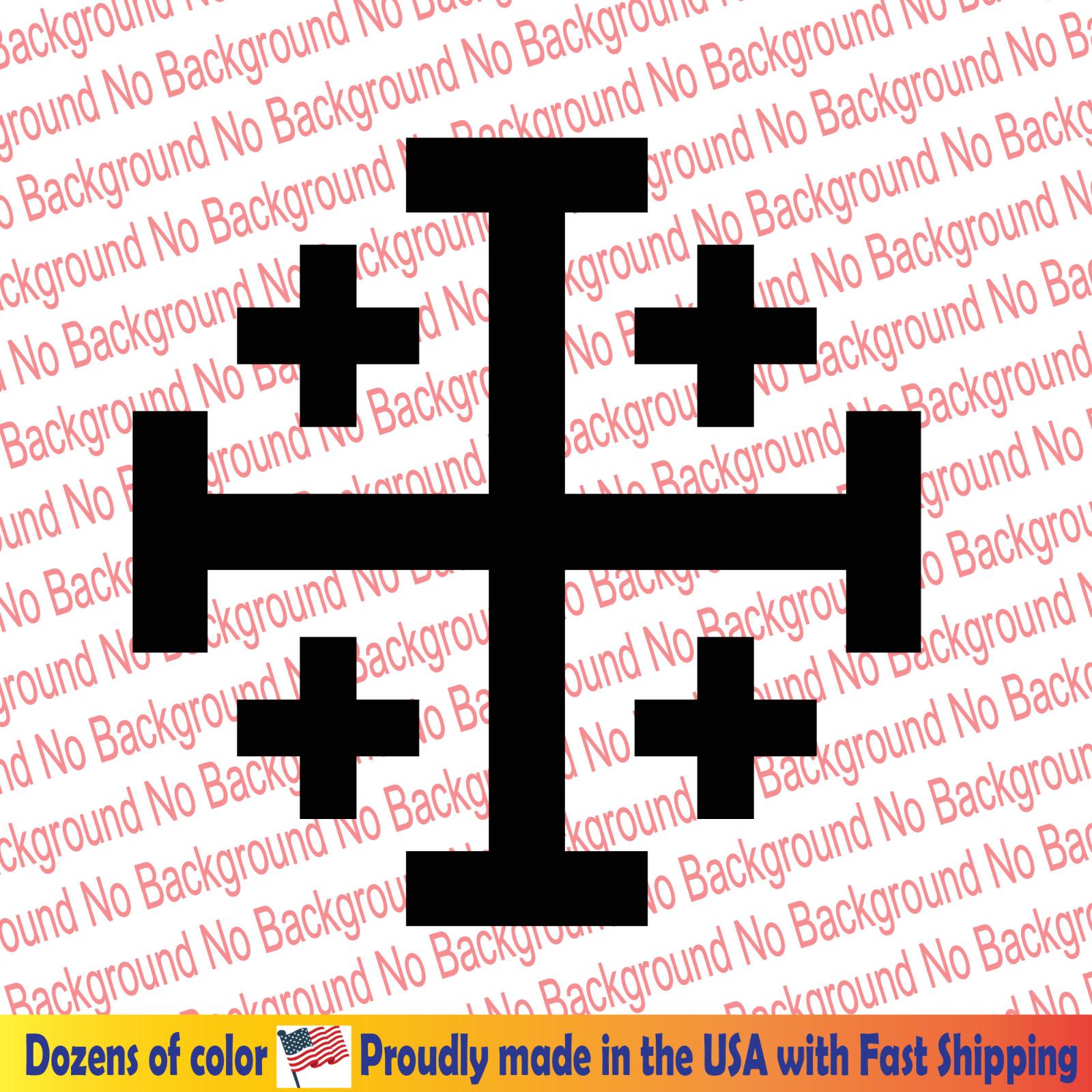 Jerusalem Five-fold Cross Vinyl Decal Die Cut Sticker Christian Religious FY174