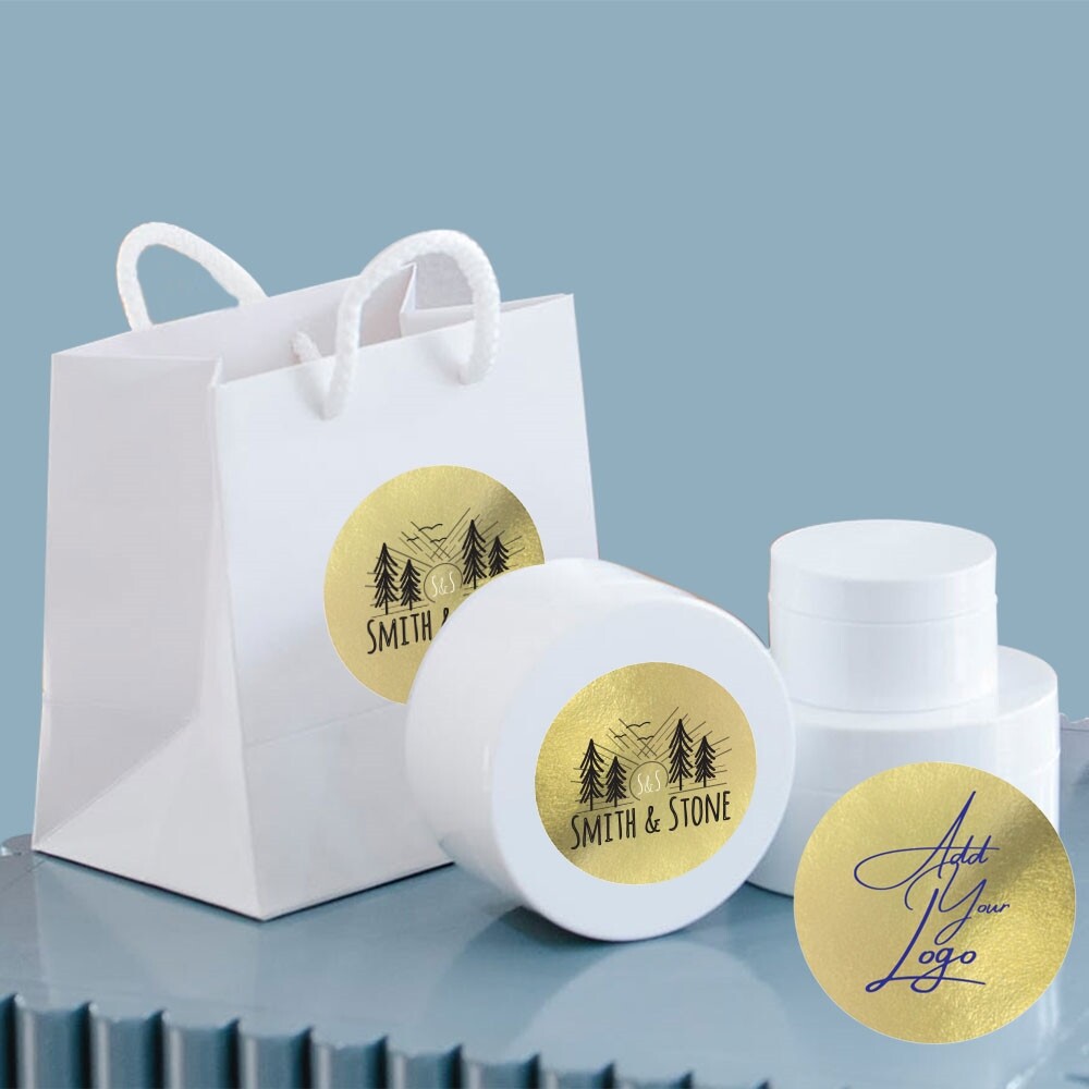 30 Pieces Gold Foil Custom Printed Stickers / Labels 1.5" x 1.5" Stickers