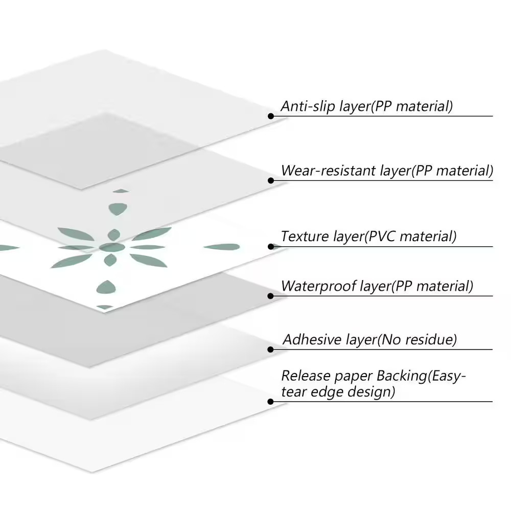 10-Piece Sage Green Geometric Snow PVC Vinyl Backsplash Sticker(11.8 In. X 11.8