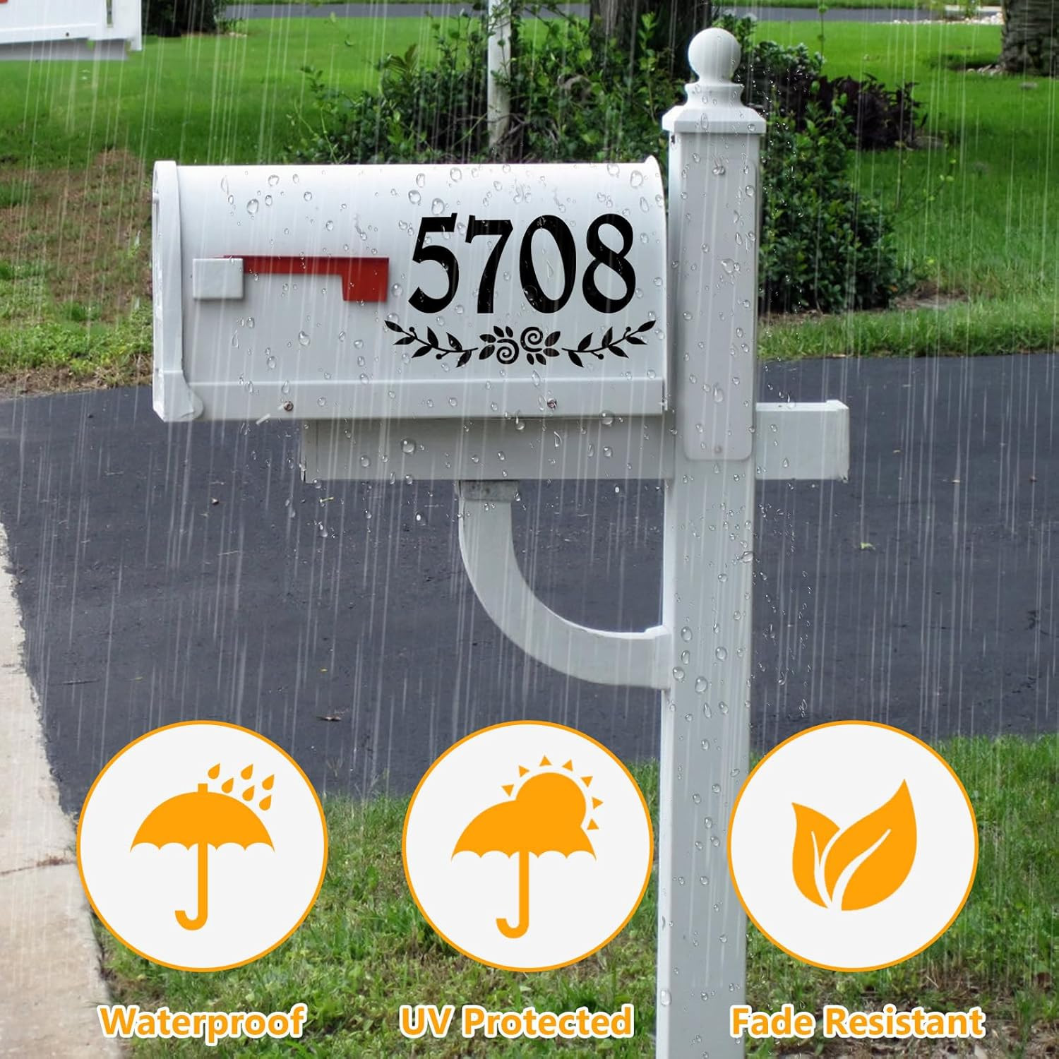 3 Inch Black Mailbox Numbers Stickers, 4 Set Waterproof Rustic Mailbox Decal, Se