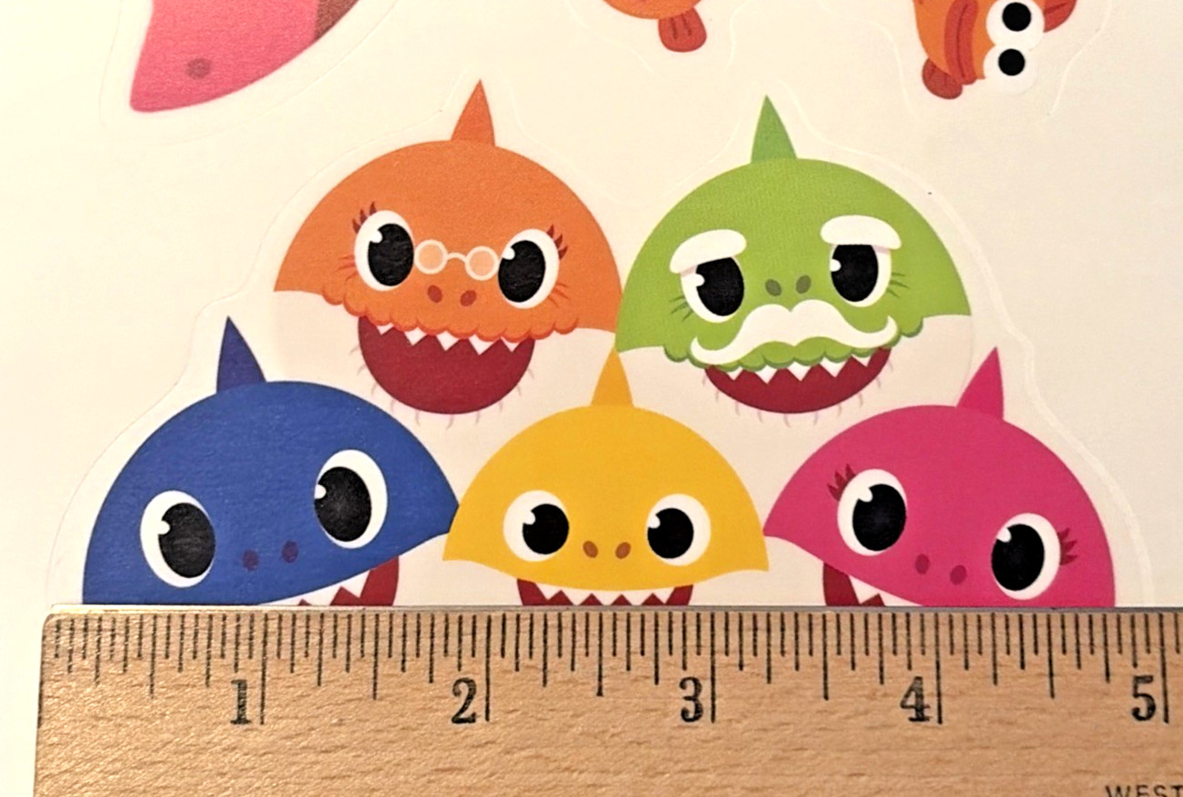 Room Mates Baby Shark Wall Stickers Removable Decals Nursery Kids Sheet of 9 New