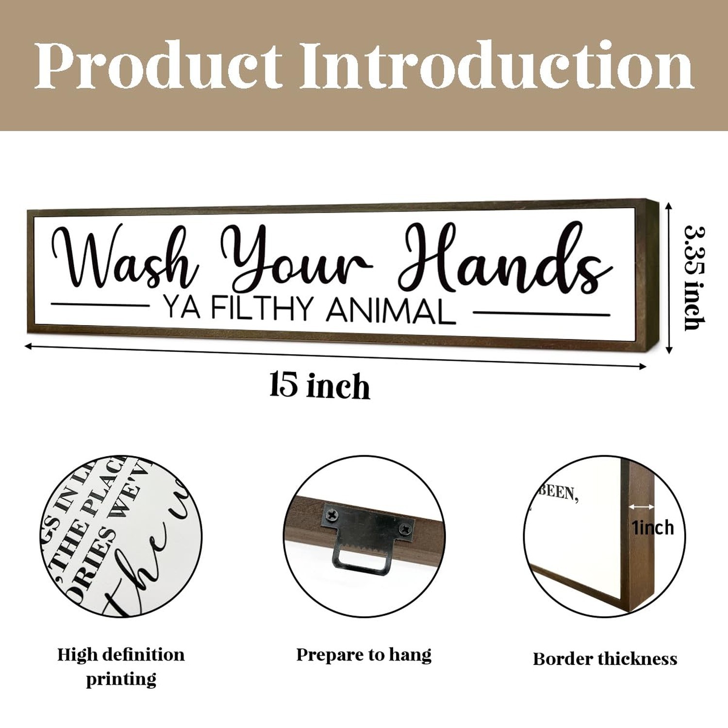 Rustic Classic Pine Wooden Sign, 'Wash Your Hands Ya Filthy Animal', Humorous…
