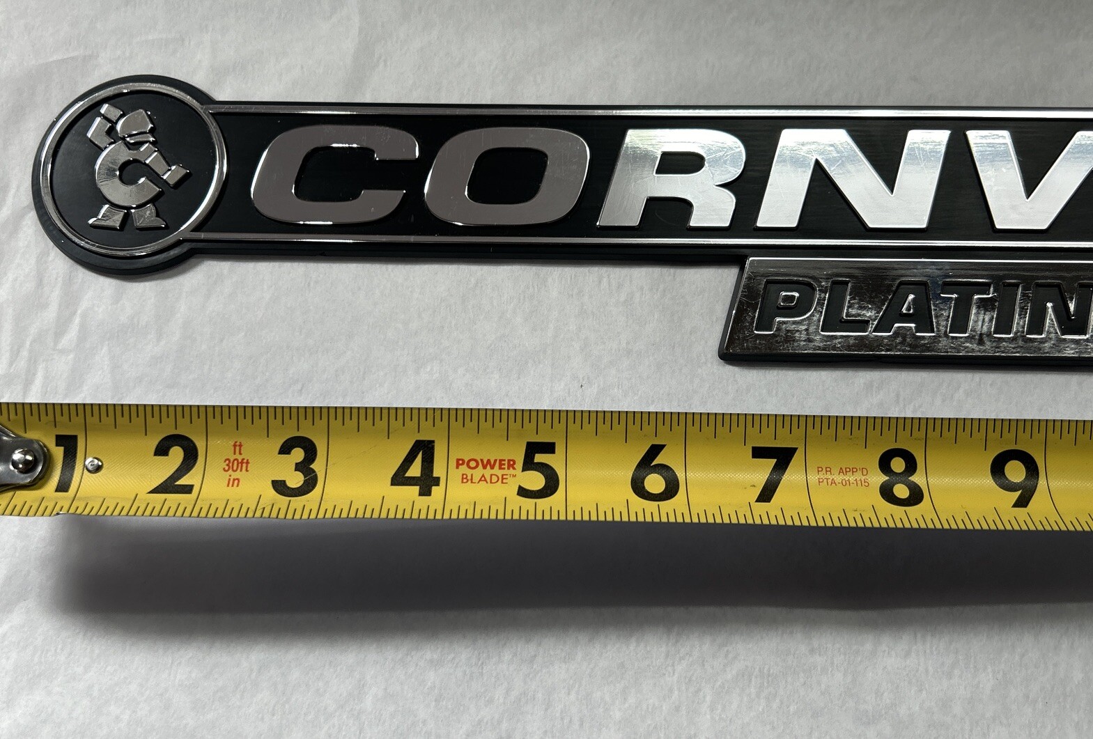 Cornwell Platinum Series Badge, Emblem Chrome & Black 16" x 2.5” Adhesive Back