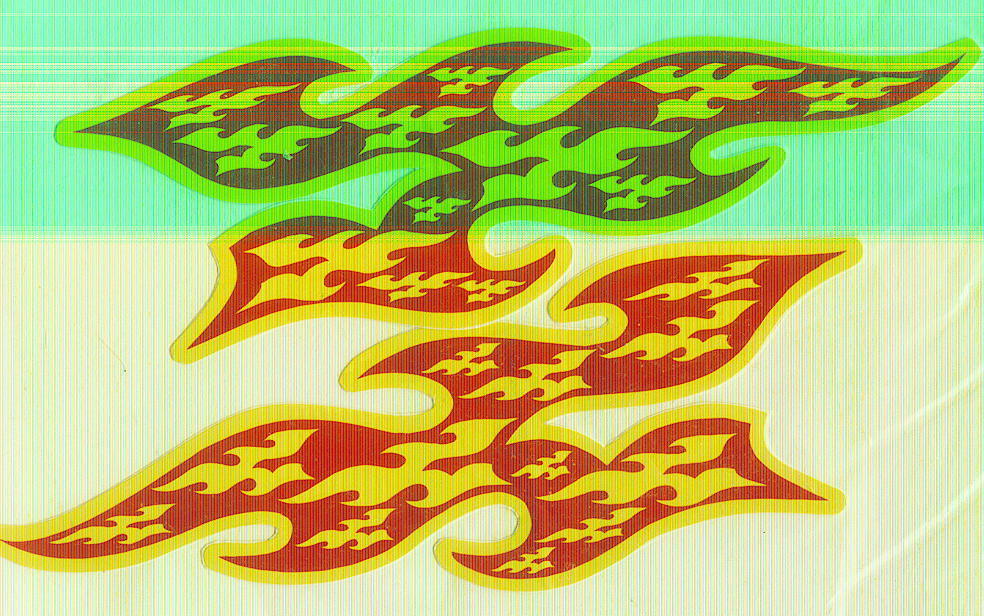 1 SET OF 2 FLAMES STICKERS, 61/4 x 2 INCHES EACH