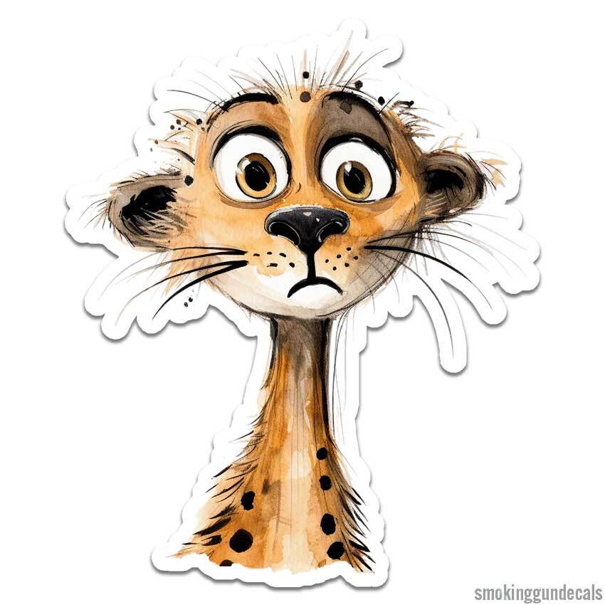 Cute Cheetah Leopard, Vinyl Decal Sticker, Indoor Outdoor, 3 Sizes, #12277