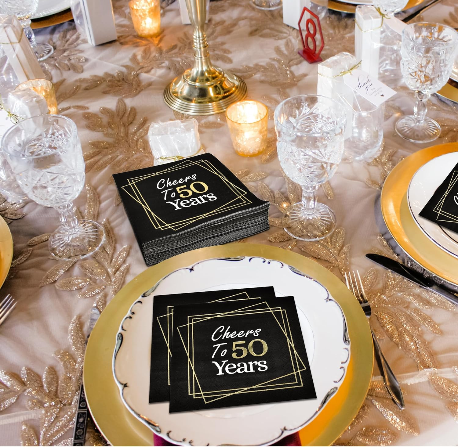 50Th Anniversary Birthday Napkins Cheers to 50 Years 100 Count Cocktail Beverage
