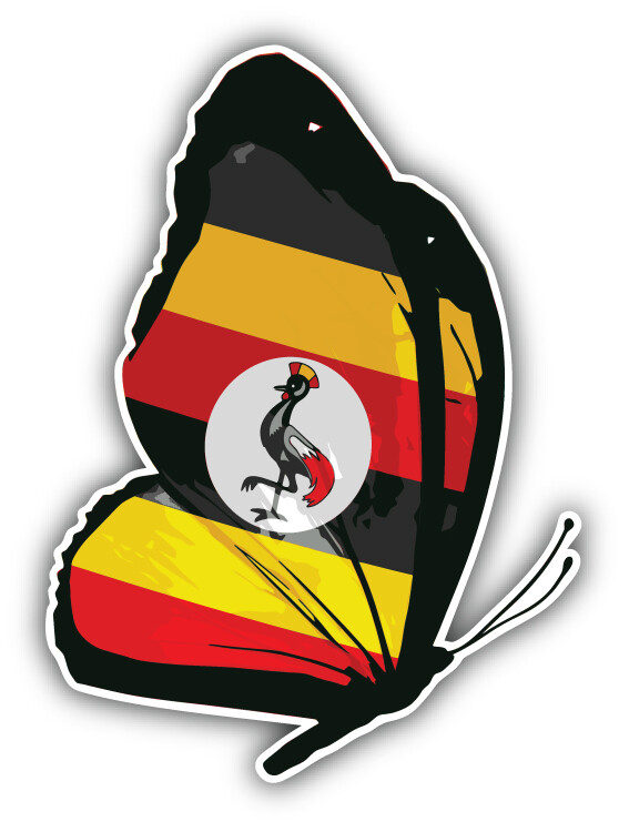 Uganda Butterfly Flag Car Bumper Sticker Decal