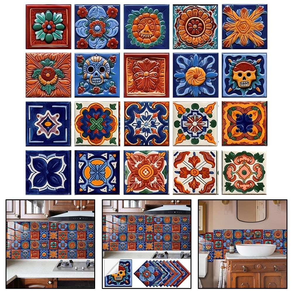 Refresh Your Interior with 20pcs Mexican for TILE Decals for Walls and Furniture