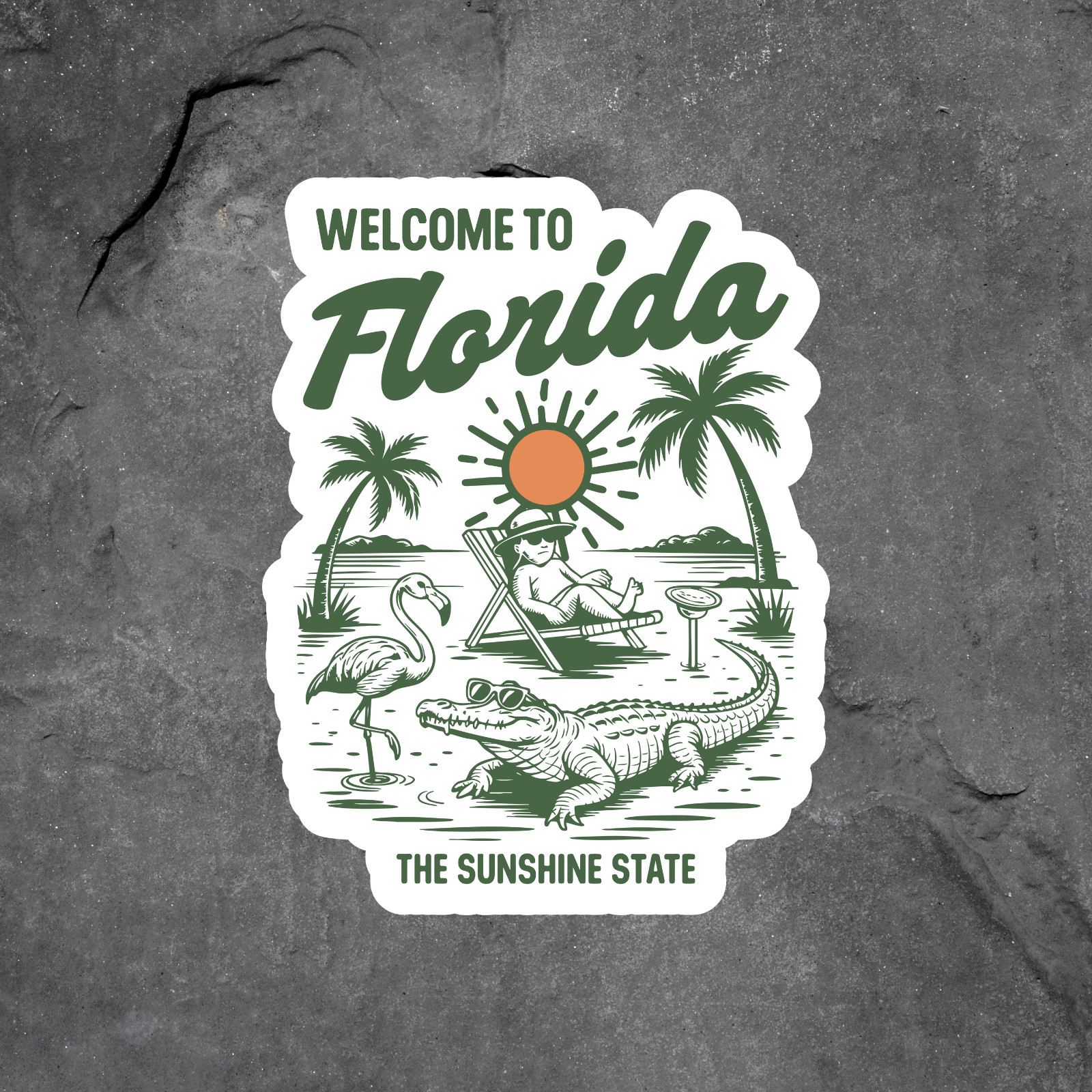 Florida Sticker Vinyl Decal Welcome Beach Gator Flamingo Sunshine State