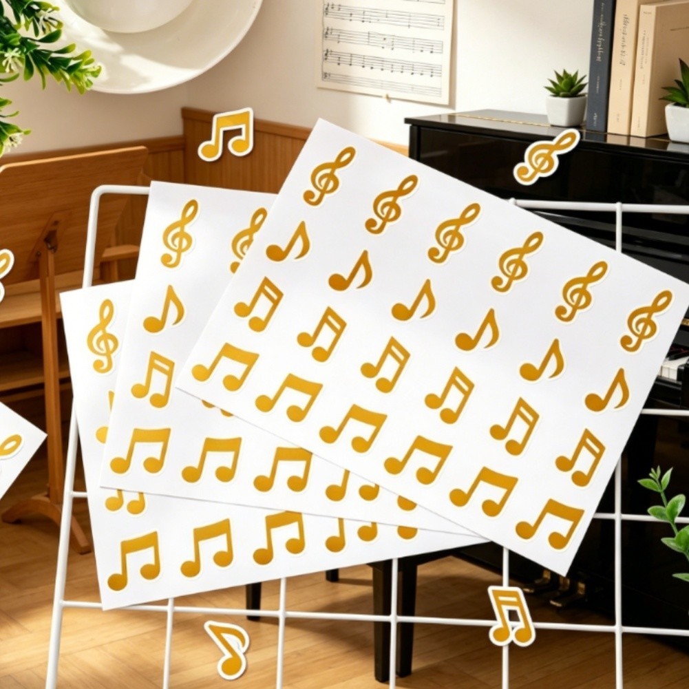 Transparent BOPP Music Stickers 20 Count Gold Black for Teacher Appreciation