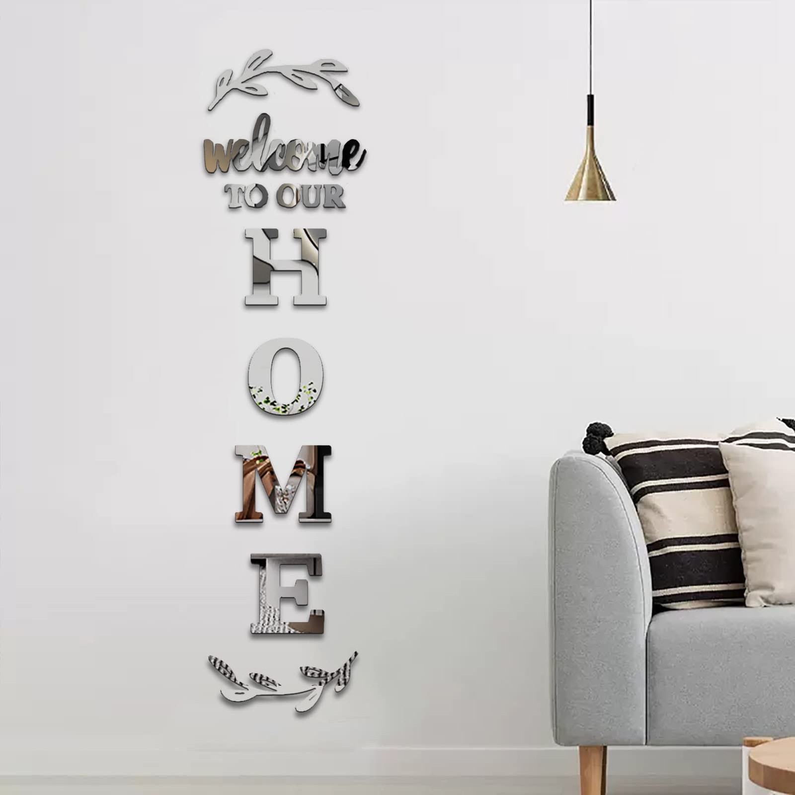 Home Wall Decor Welcome to Our Home Letter Signs – Acrylic Mirror Stickers fo…