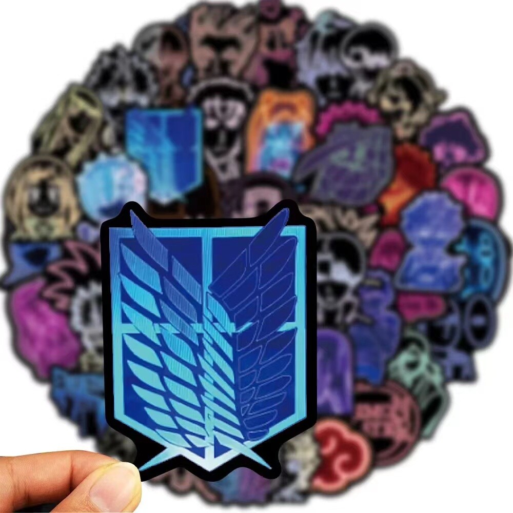 50Pcs Vinyl Anime Neon Stickers Pack Bomb Laptop Guitar Water Bottle Decals Lot