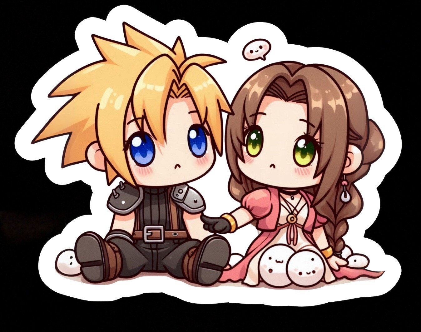 Cloud Strife And Aerith Gainsborough, Final Fantasy Glossy Vinyl sticker, Decal