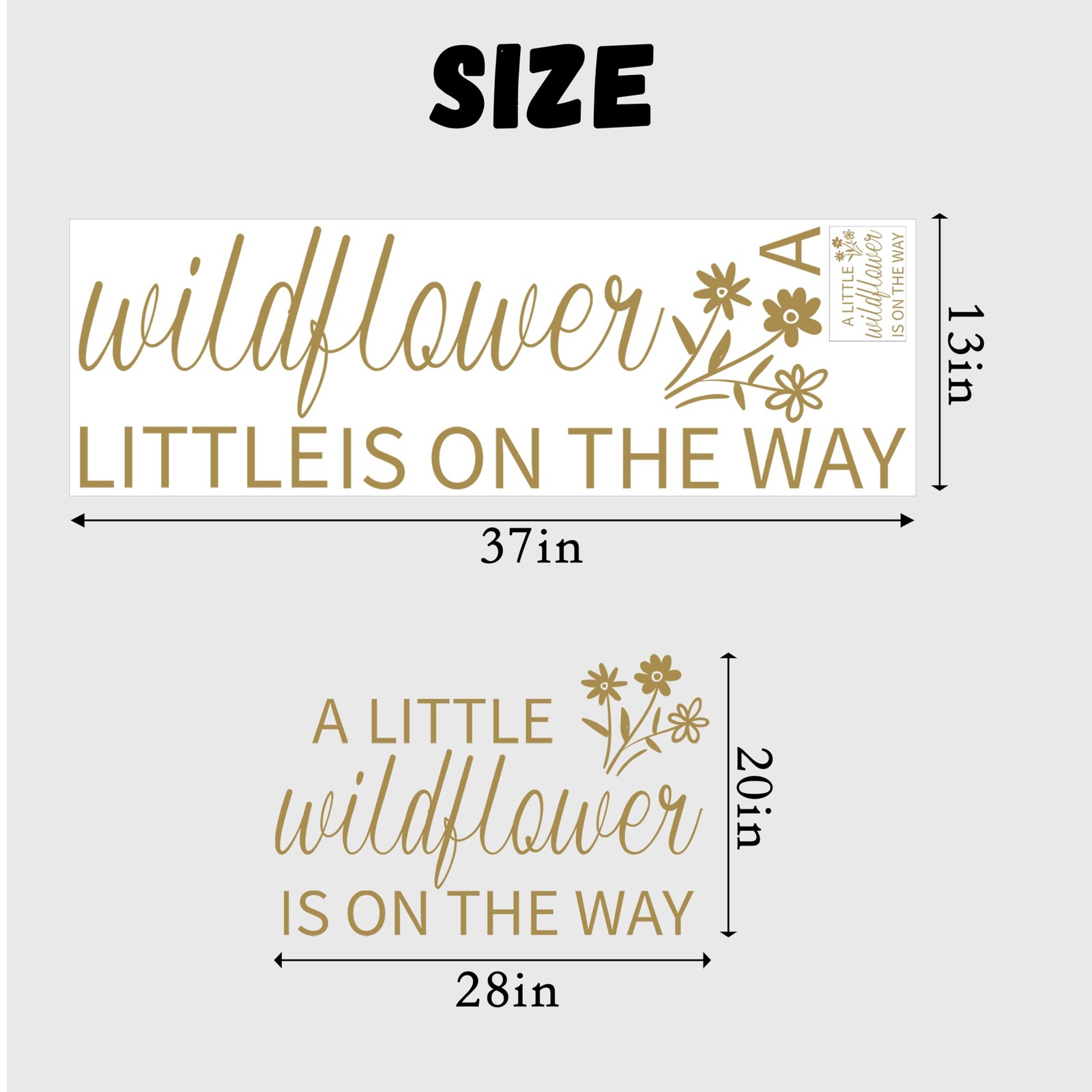 Baby Shower Decal Sign – Wildflower Theme Decoration for Girl or Boy