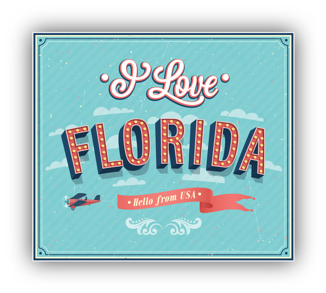 I Love Florida USA Retro Vinyl Sticker Decal
