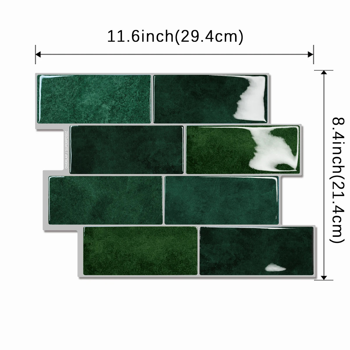 10pcs Green Brick Pattern Tile Self-Adhesive Wall Stickers, Waterproof
