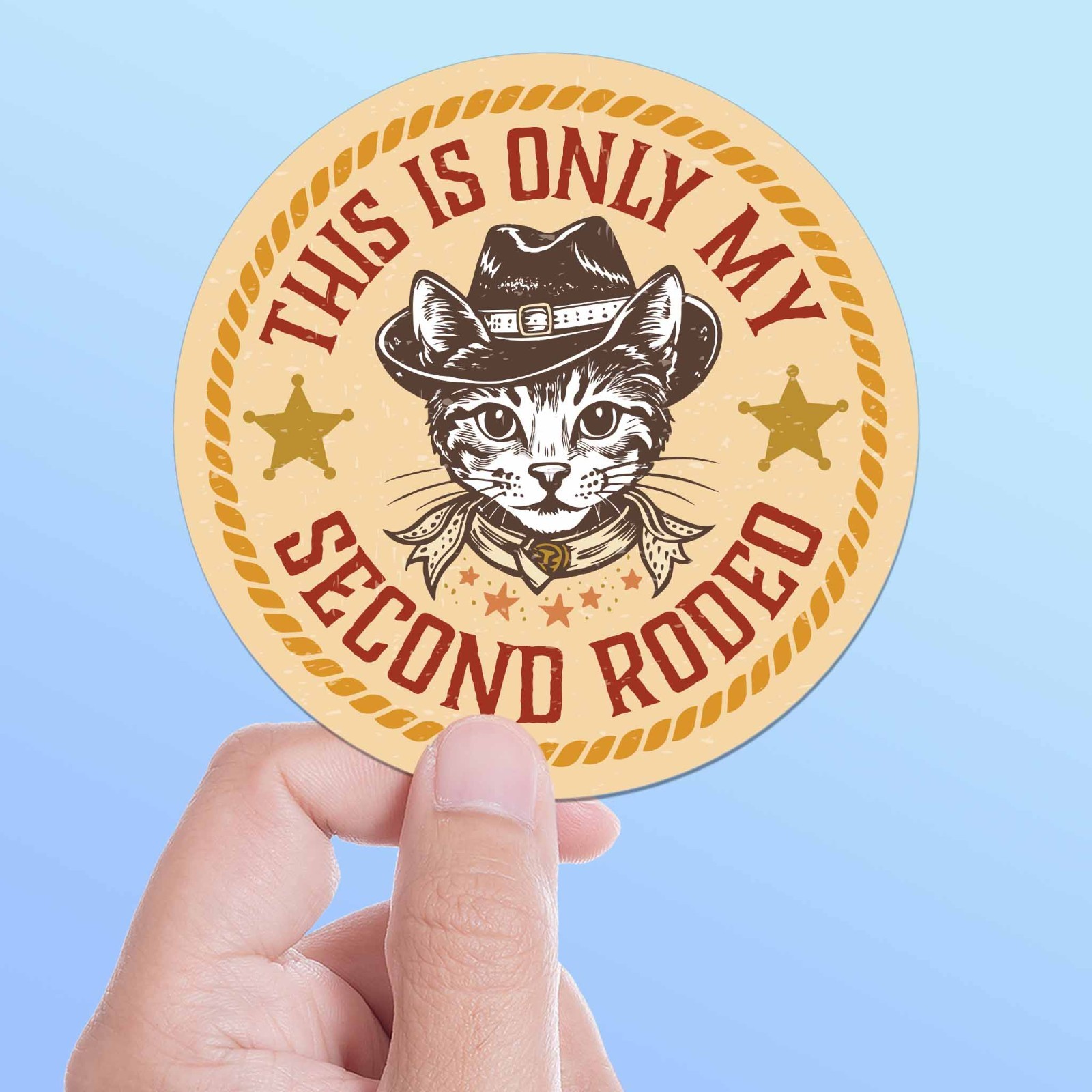 This is Only My Second Rodeo Sticker – Funny Cat Decal for Laptop & Water Bottle