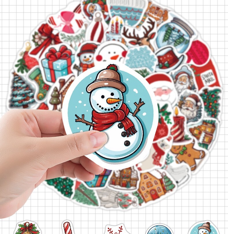 50 Pcs Stickers Xmas Santa Claus Holiday Kids DIY Laptop Phone Luggage Car Vinyl