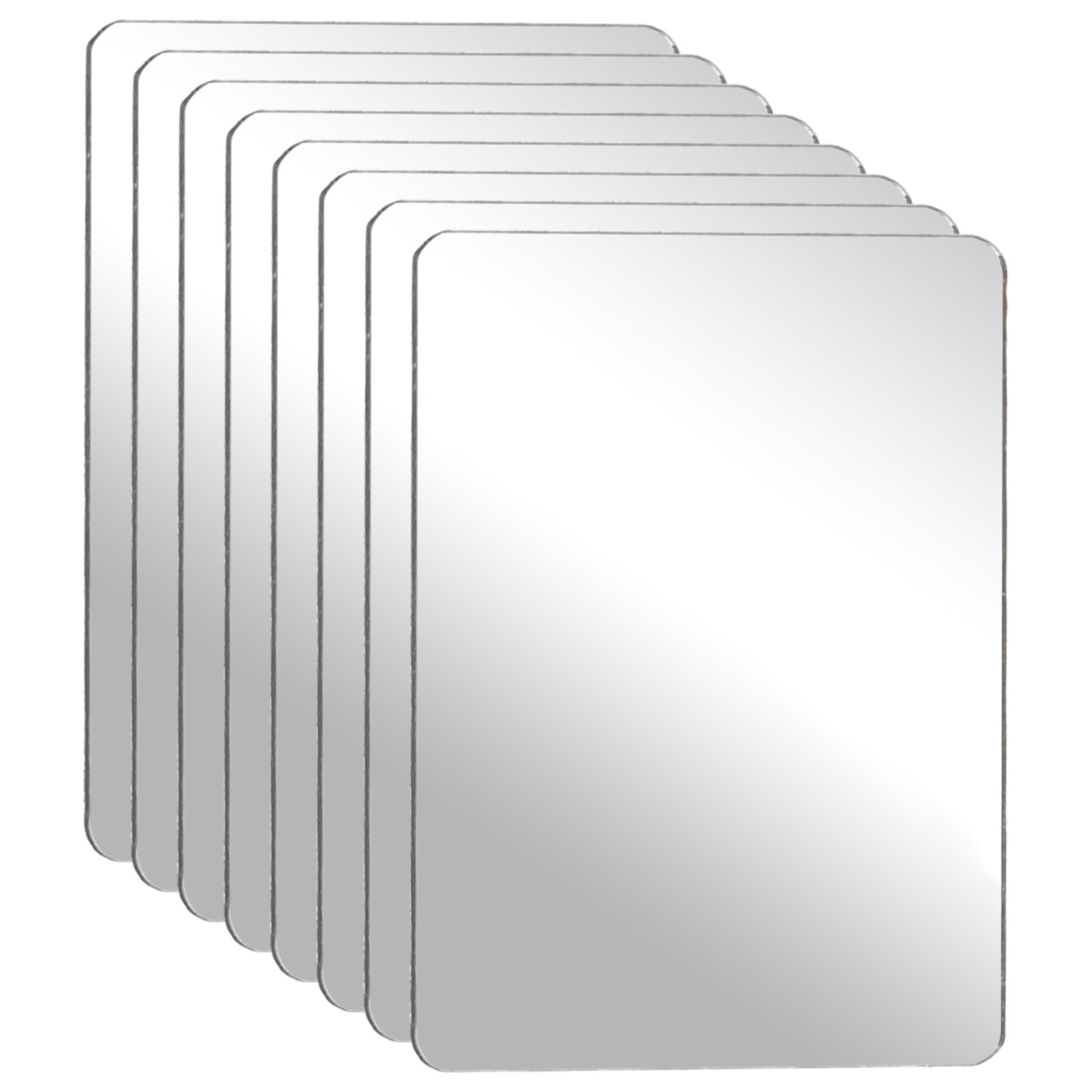8Pcs Acrylic Mirror Sheet, 1.6×1.2" Rectangle Self Adhesive Mirror