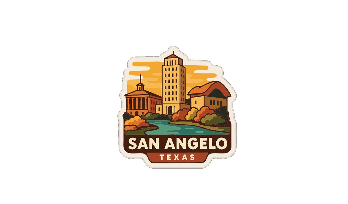 San Angelo Texas Sticker Decal Vinyl Die-Cut City Skyline Landmark Design